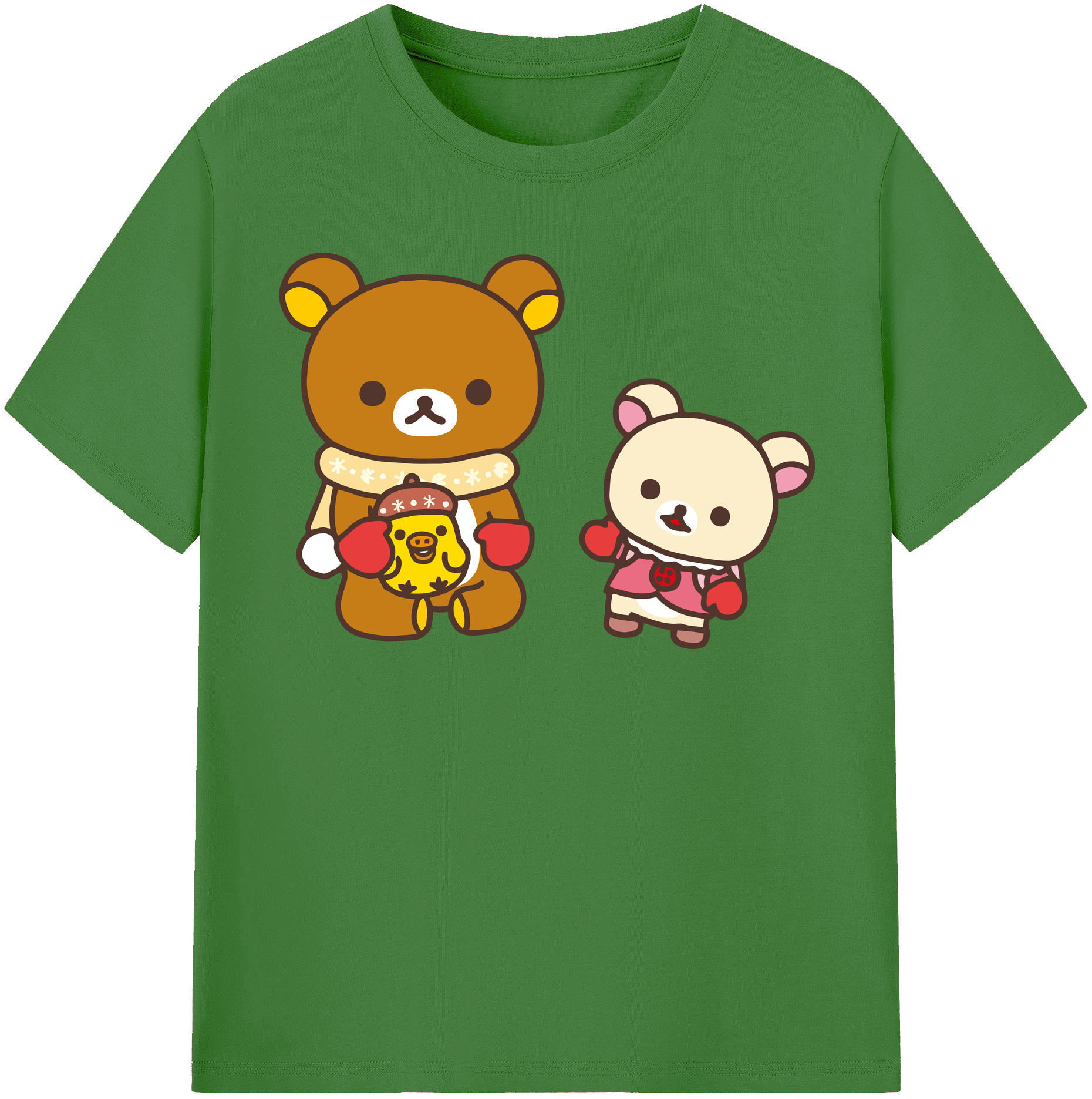 （画像用） リラックマ リラックマ キイロイトリ Rilakkuma Korilakkuma Kiiroitori レディースカジュアルプリントTシャツ（綿100％）
